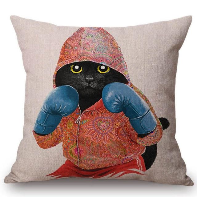 Boxing Cat Pillow Cover Cat Design Pillows Pet Clever 1 