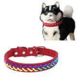 Braided Leather Padded Dog Collar Artist Collars & Harnesses Pet Clever Red M 
