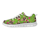 Breathable Green Cat Pattern Design Sneaker Shoes Cat Design Footwear Pet Clever US 5 - EU35 -UK3 