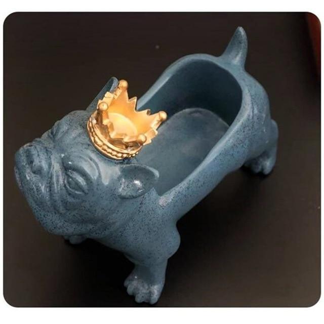 Bulldog Figurine Key Organizer Home Decor Dogs Pet Clever Blue 