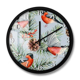 Bullfinch Watercolor Winter Seamless Pattern Wall Clock For Bedroom Other Pets Design Accessories Pet Clever Metal Frame 
