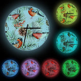 Bullfinch Watercolor Winter Seamless Pattern Wall Clock For Bedroom Other Pets Design Accessories Pet Clever White Frame With LED 