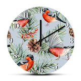Bullfinch Watercolor Winter Seamless Pattern Wall Clock For Bedroom Other Pets Design Accessories Pet Clever No Frame 