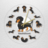 Cartoon Dachshund Print Wall Clock Wiener Dog Wall Watch Home Decor Decals Pet Clever 