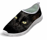Casual Air Mesh Black Cat Print Walking Shoes Cat Design Footwear Pet Clever US 5 - EU35 -UK3 