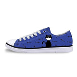 Casual Canvas Women Sneaker Smiley Cat Design in Blue Shoes Cat Design Footwear Pet Clever US 5 - EU35 -UK3 