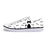Casual Canvas Women Sneaker Smiley Cat Design in White Shoes Cat Design Footwear Pet Clever US 5 - EU35 -UK3 