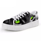 Casual Cat Print Flat Platform Shoes Cat Design Footwear Pet Clever L 