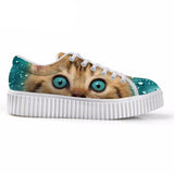 Casual Cat Print Flat Platform Shoes Cat Design Footwear Pet Clever 