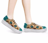 Casual Cat Print Flat Platform Shoes Cat Design Footwear Pet Clever 