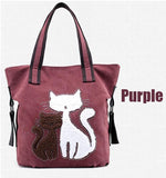 Casual Cute Lady Cat Design Shoulder Bags Cat Design Bags Pet Clever Purple 