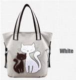 Casual Cute Lady Cat Design Shoulder Bags Cat Design Bags Pet Clever White 