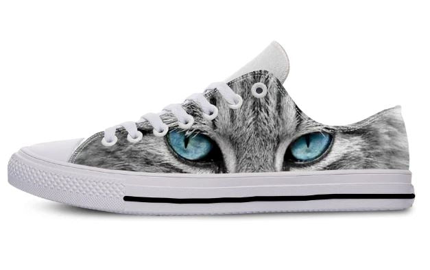 Casual Jade Eyes Cat Print Flat Platform Shoes Cat Design Footwear Pet Clever 