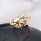 Cat and Fish Adjustable Ring Cat Design Accessories Pet Clever Gold 
