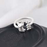 Cat and Fish Adjustable Ring Cat Design Accessories Pet Clever 
