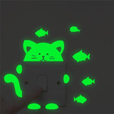Cat and Fish Glow Wall Stickers Cat Design Accessories Pet Clever 