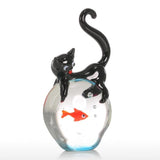 Cat and Goldfish Figurine Cat Design Accessories Pet Clever 