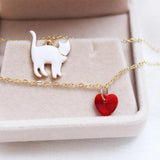Cat Bracelet Red Love Glass Double-layer Bracelet Cat Design Accessories Pet Clever 
