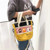 Cat Canvas Crossbody bag Cat Design Bags Pet Clever Yellow 