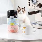 Cat Coffee Mug Set of 4 Stackable Porcelain Cat Design Accessories Pet Clever 