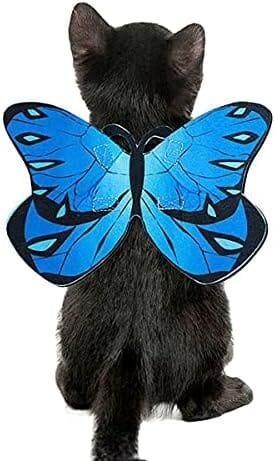 Cat Dog Butterfly Costume Wings for Halloween Party Decoration Dog Clothing Pet Clever Blue 