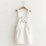 Cat Ear Embroidery Suspender Cat Design Accessories Pet Clever White M 