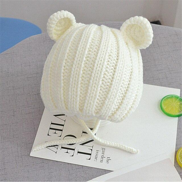 Cat Ears Kids Knitted Hat Cat Design Accessories Pet Clever White 