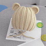 Cat Ears Kids Knitted Hat Cat Design Accessories Pet Clever Beige 