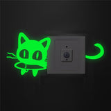 Cat Eating Fish Glow Wall Stickers Cat Design Accessories Pet Clever 