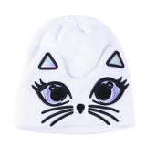 Cat Embroidery Knitted Beanie Cat Design Accessories Pet Clever White 