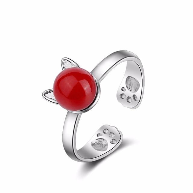 Cat Face Ring Cat Design Accessories Pet Clever Red 