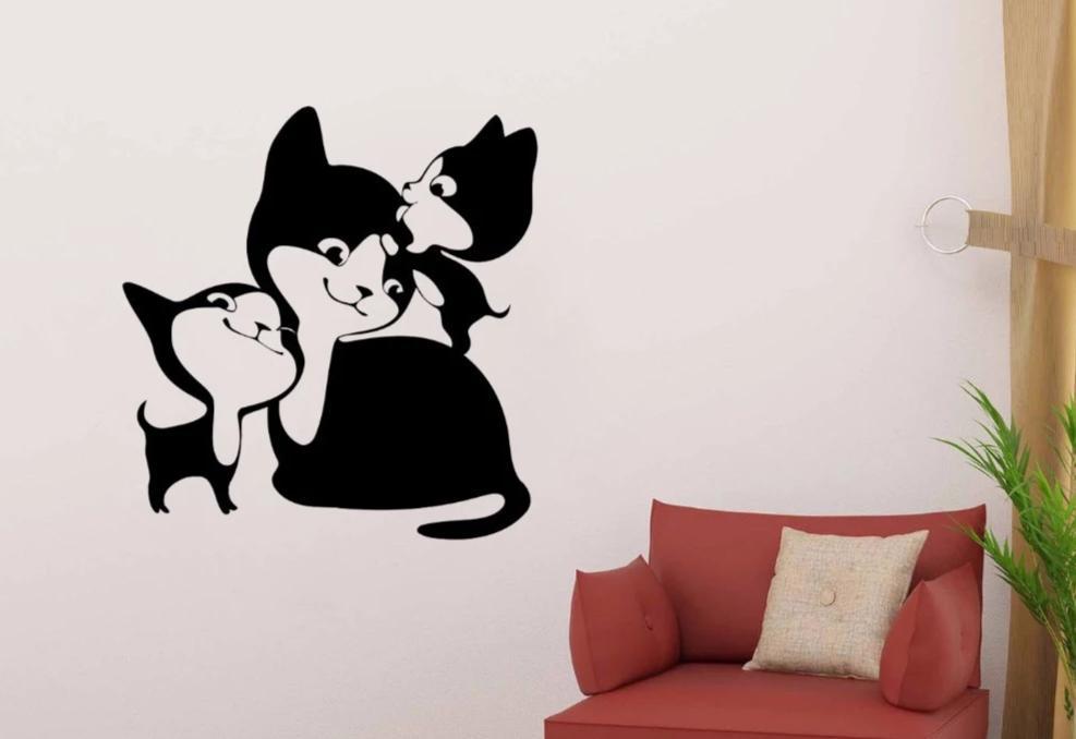 Cat Family Wall Decal Home Decor Cats Pet Clever 