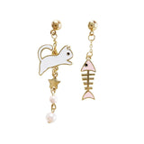 Cat Fish Bone Earrings Cat Design Accessories Pet Clever 