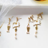 Cat Fish Bone Earrings Cat Design Accessories Pet Clever 