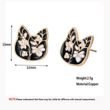 Cat Flower Stud Earrings Cat Design Accessories Pet Clever 