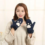 ﻿Cat Footprints Gloves Cat Design Accessories Pet Clever navy blue 