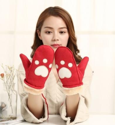 ﻿Cat Footprints Gloves Cat Design Accessories Pet Clever red 