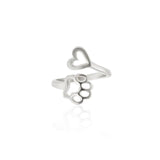 Cat Hollow Paw Ring Cat Design Accessories Pet Clever silver 