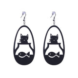 Cat Hook Earrings Cat Design Accessories Pet Clever Oval 