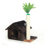 Cat House with Scratching Pole Cat Toys Pet Clever Brown 