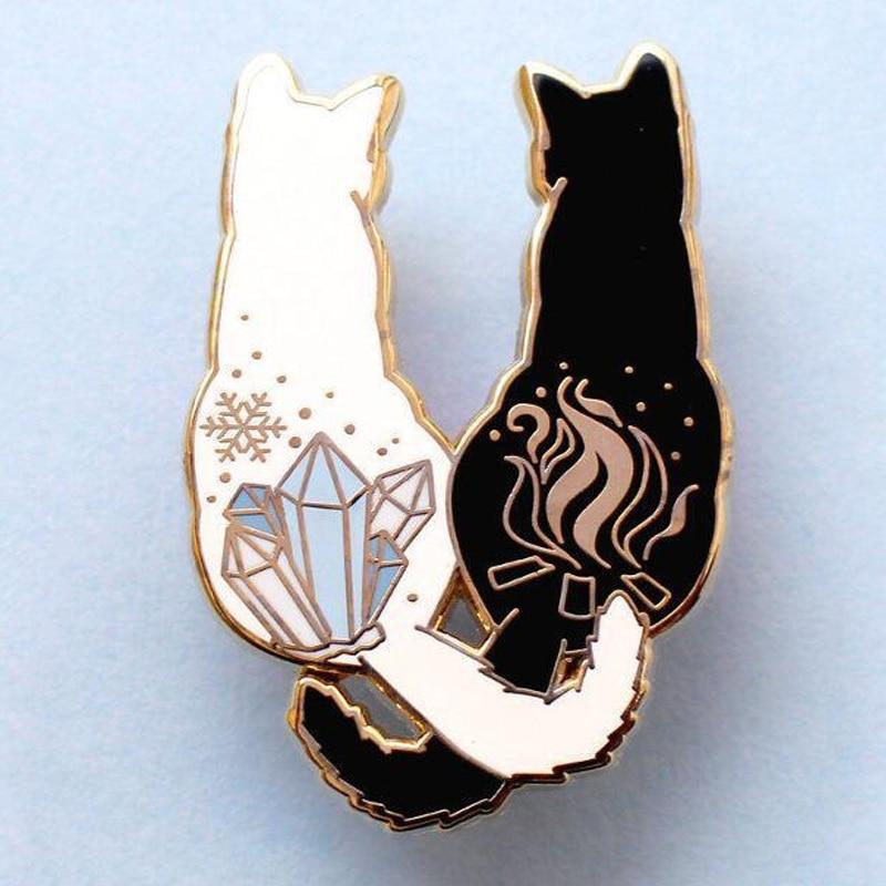 Cat Intertwined Tail Brooch Cat Design Accessories Pet Clever 