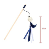 Cat Natural Wooden Rod Tease Wand Cat Pet Clever Ball 