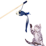 Cat Natural Wooden Rod Tease Wand Cat Pet Clever 