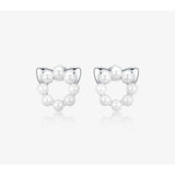 Cat Pearl Stud Earrings Cat Design Accessories Pet Clever Cat 