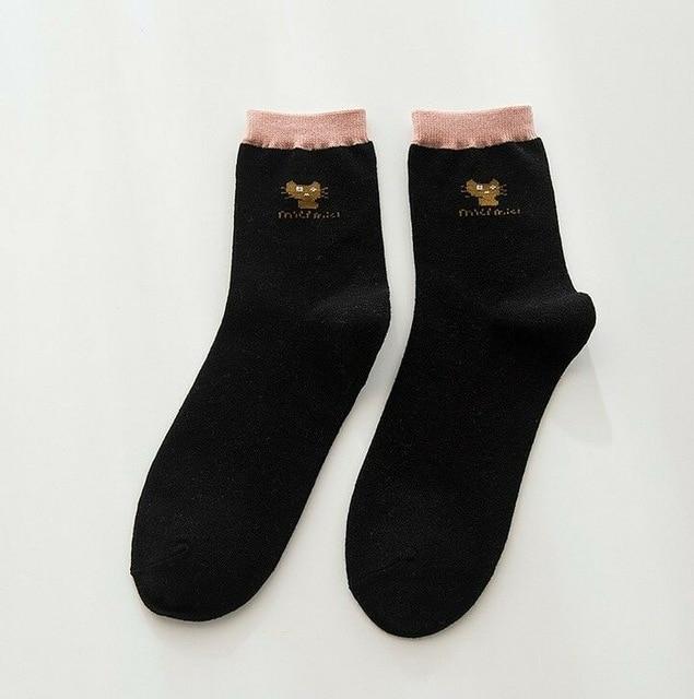 Cat Print Socks Cat Design Accessories Pet Clever Black 