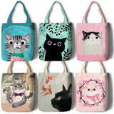Cat Printed Canvas Shoulder Bags Cat Design Bags Pet Clever 