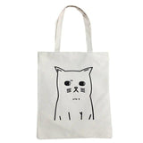 Cat Printed Shoulder Bag Cat Design Bags Pet Clever Moody Cat White 
