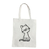 Cat Printed Shoulder Bag Cat Design Bags Pet Clever Snobby Cat White 