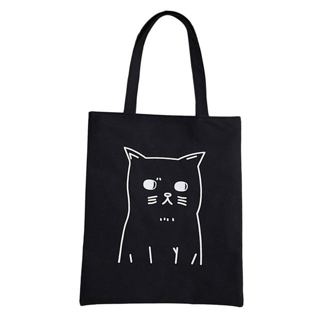 Cat Printed Shoulder Bag Cat Design Bags Pet Clever Moody Cat Black 