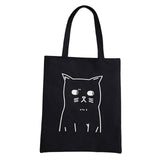 Cat Printed Shoulder Bag Cat Design Bags Pet Clever Moody Cat Black 